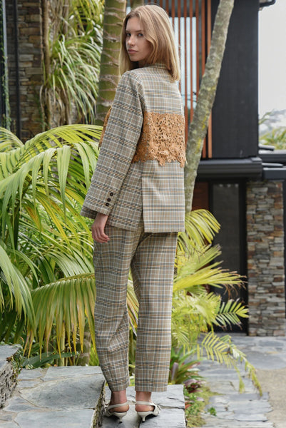 COOPER -  OFF TRACK PANT - BROWN CHECK