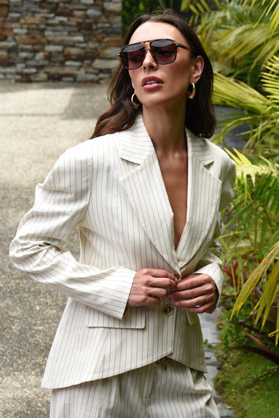 COOPER - TAILORED TO WIN JACKET - CREAM STRIPE