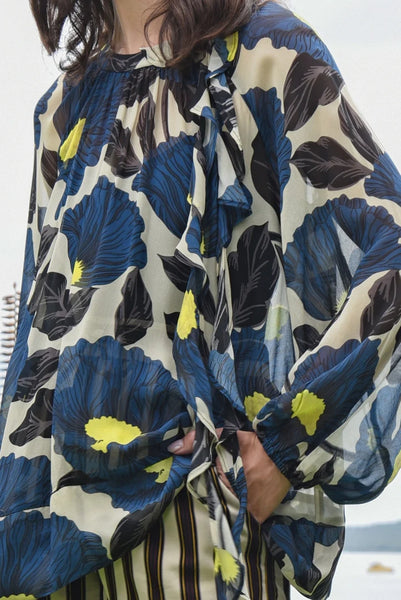 COOPER - THE PERSONAL TOUCH TOP - LIME/BLUE FLORAL