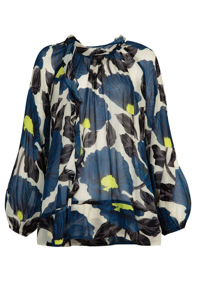 COOPER - THE PERSONAL TOUCH TOP - LIME/BLUE FLORAL