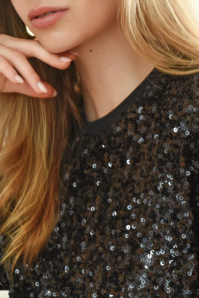 COOPER -  SHINE QUEEN TOP - BLACK