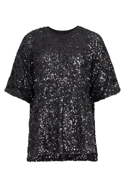 COOPER -  SHINE QUEEN TOP - BLACK