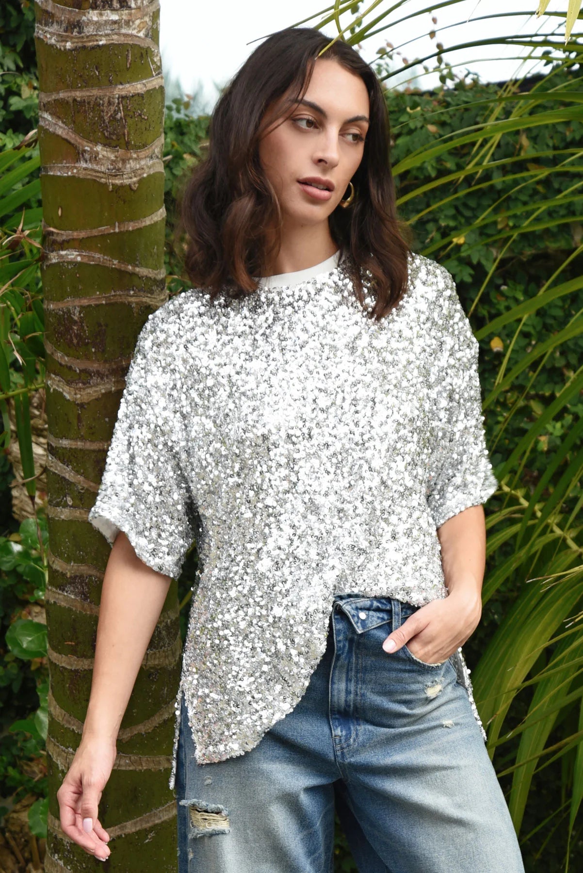 COOPER -  SHINE QUEEN TOP - SILVER