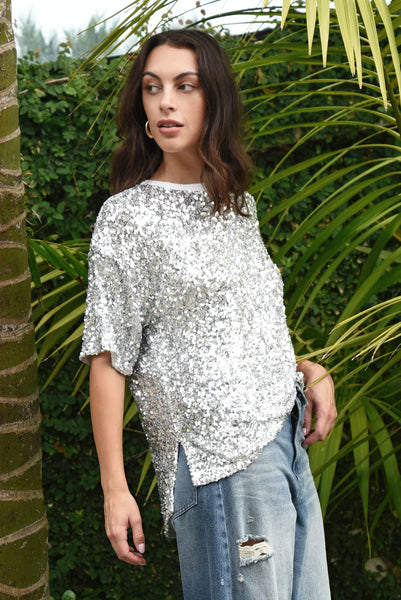 COOPER -  SHINE QUEEN TOP - SILVER