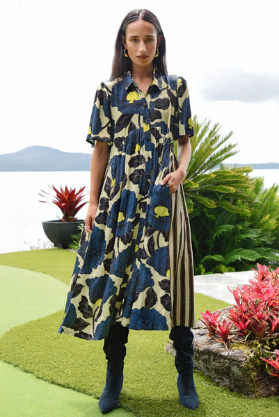 COOPER - MADE FOR EACH OTHER DRESS - LIME/BLUE FLORAL