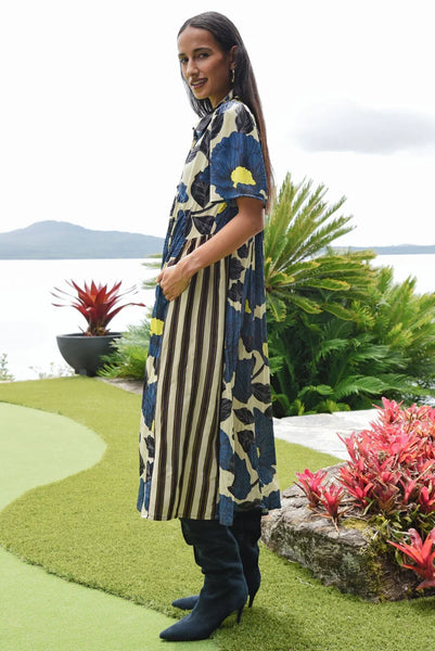 COOPER - MADE FOR EACH OTHER DRESS - LIME/BLUE FLORAL