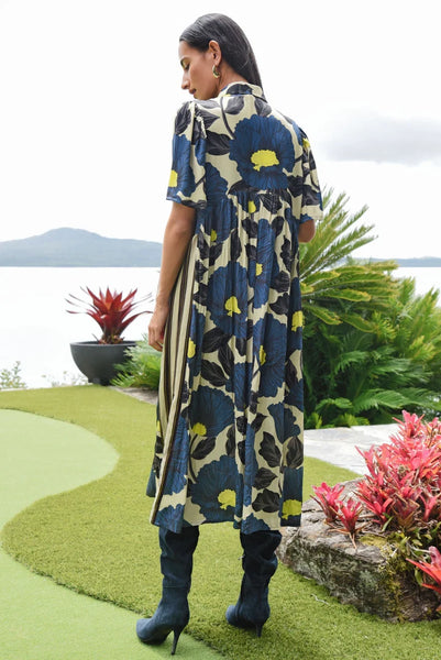 COOPER - MADE FOR EACH OTHER DRESS - LIME/BLUE FLORAL