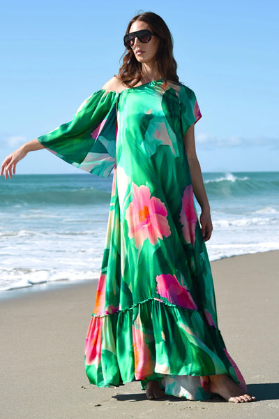 COOPER -BLOSSOM IN STYLE DRESS - GREEN FLORAL