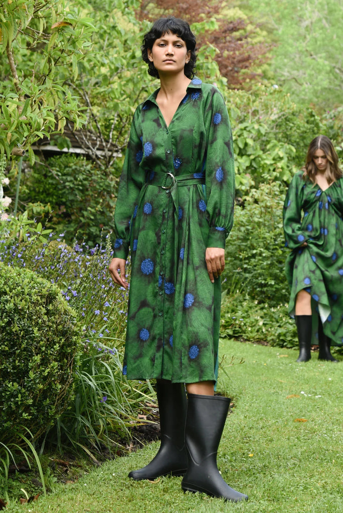 COOPER - WINTERFUL DRESS - GREEN FLORAL