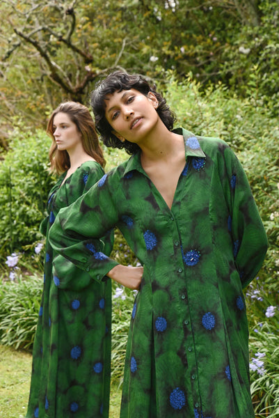 COOPER - WINTERFUL DRESS - GREEN FLORAL