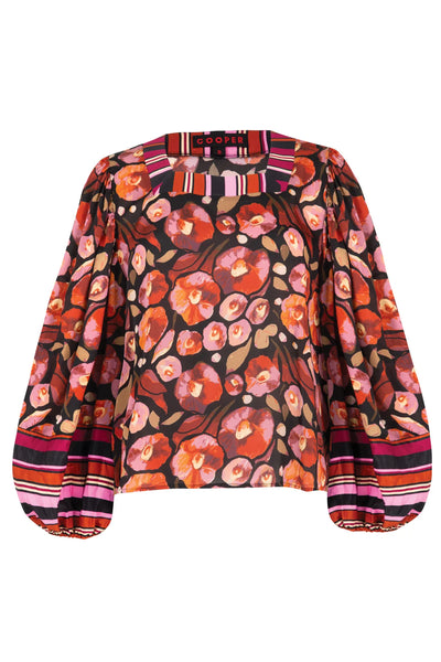 COOPER -THINK OUTSIDE THE SQUARE TOP - PINK MULTI FLORAL