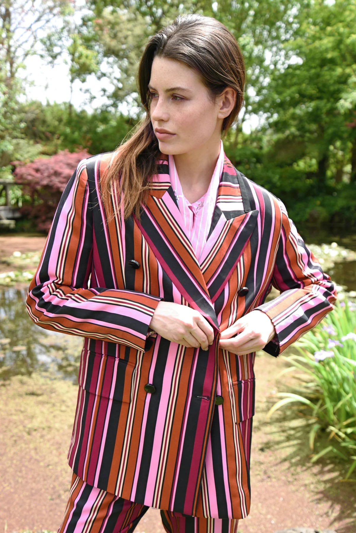 COOPER - IT'S A BOLD SHOULDER JACKET - PINK MULTI STRIPE