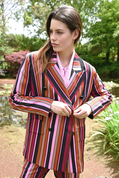 COOPER - IT'S A BOLD SHOULDER JACKET - PINK MULTI STRIPE