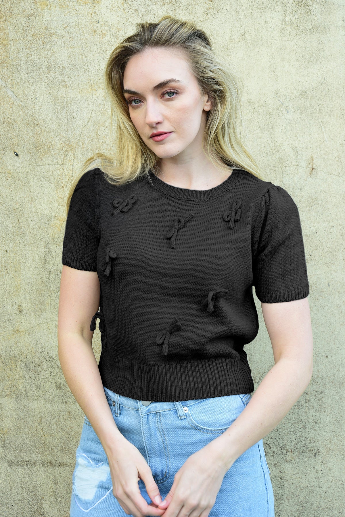 COOP - BOW-DELICIOUS TOP - BLACK