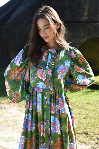 COOP - FLORAL FLAIR DRESS - GREEN