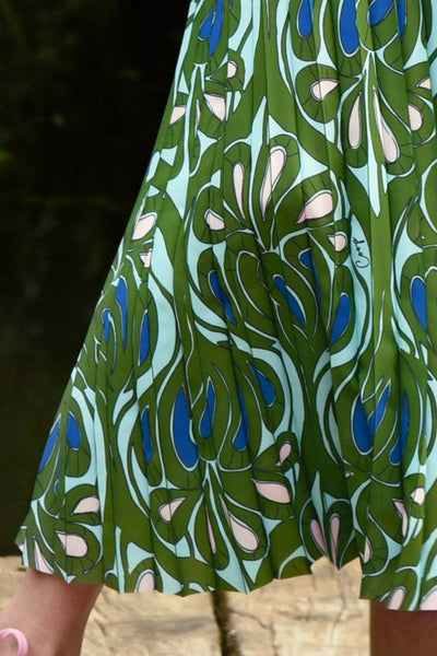 COOP - SKIPPED A PLEAT SKIRT - GREEN & BLUE