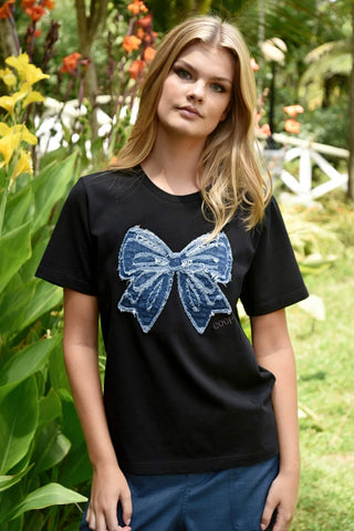 COOP - SIMPLY BOWTIFUL T-SHIRT - BLACK & DENIM