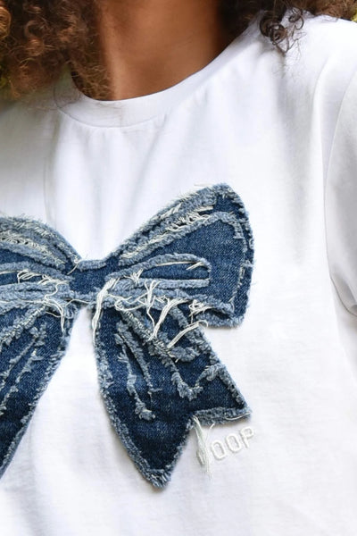 COOP - SIMPLY BOWTIFUL T-SHIRT - WHITE & DENIM
