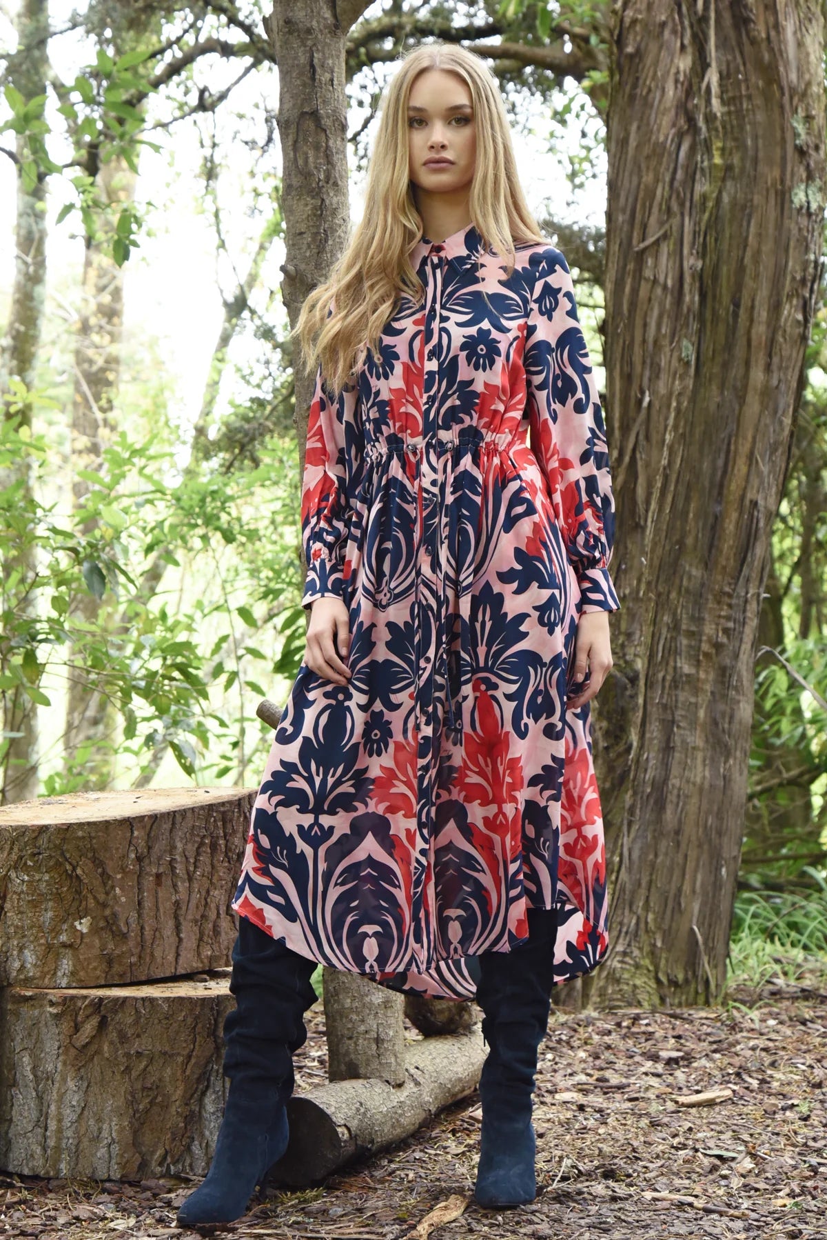 COOP - DRAW ME NEAR DRESS - PINK & NAVY