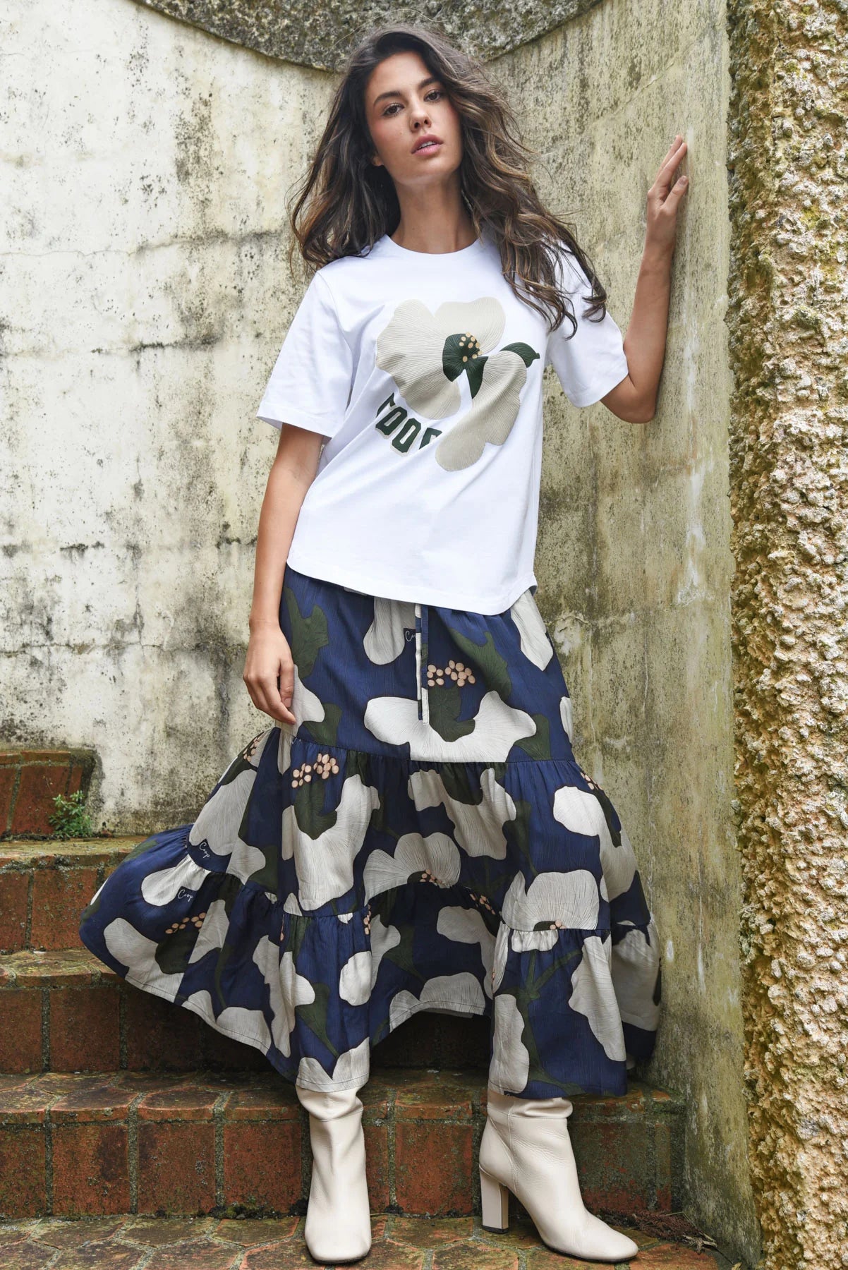 COOP - TIER FACTOR SKIRT  - NAVY