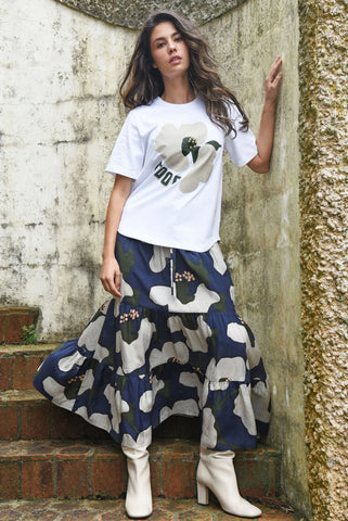 COOP - TIER FACTOR SKIRT  - NAVY