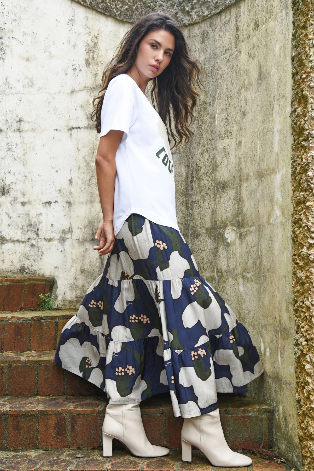 COOP - TIER FACTOR SKIRT  - NAVY