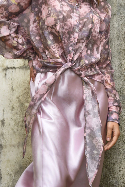 COOP - TIED & TESTED BLOUSE - PINK & GREY