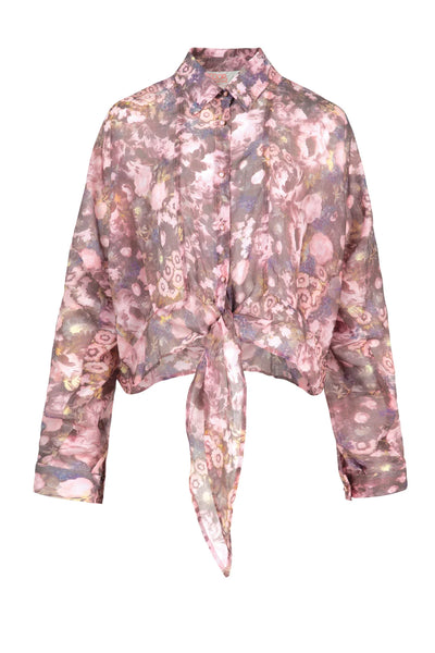 COOP - TIED & TESTED BLOUSE - PINK & GREY