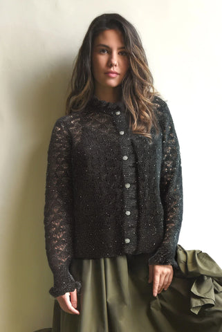 COOP - RUFFLE UP CARDIGAN - BLACK