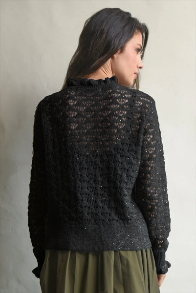 COOP - RUFFLE UP CARDIGAN - BLACK