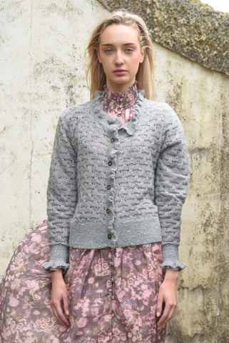 COOP - RUFFLE UP CARDIGAN - GREY