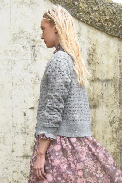 COOP - RUFFLE UP CARDIGAN - GREY