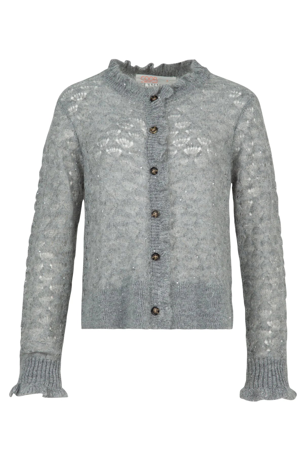 COOP - RUFFLE UP CARDIGAN - GREY
