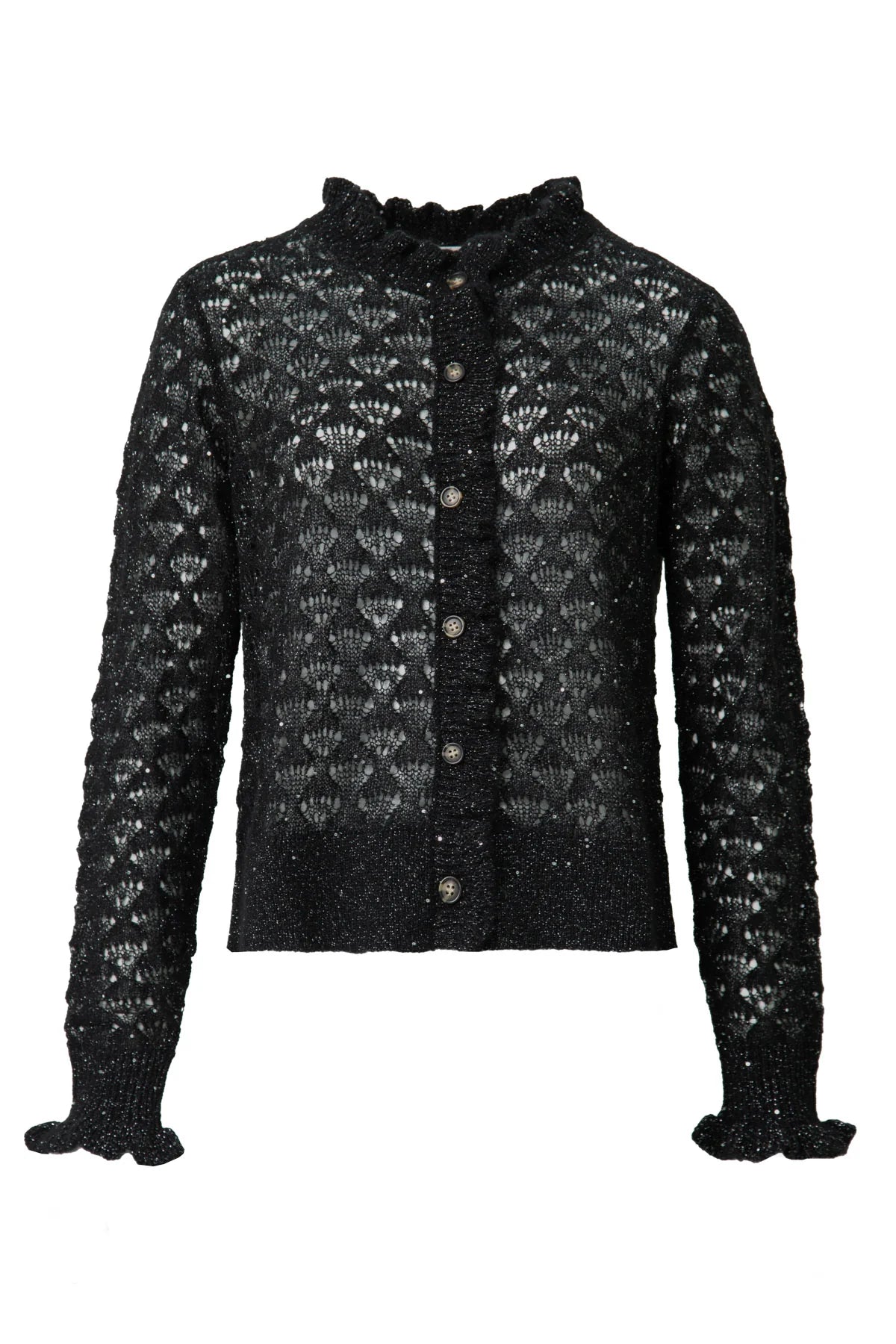 COOP - RUFFLE UP CARDIGAN - BLACK