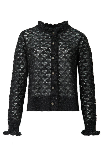 COOP - RUFFLE UP CARDIGAN - BLACK