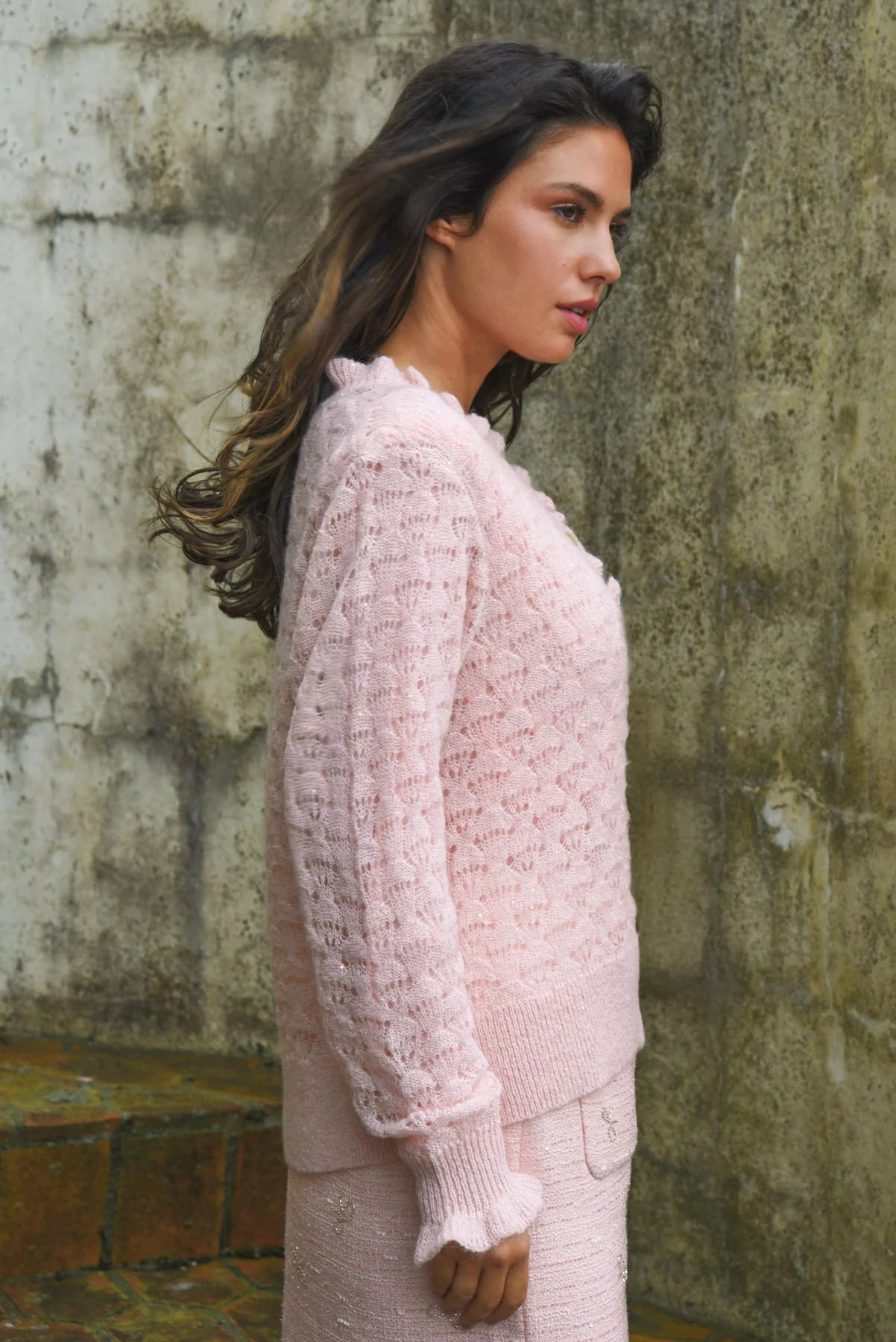 COOP - RUFFLE UP CARDIGAN - PINK