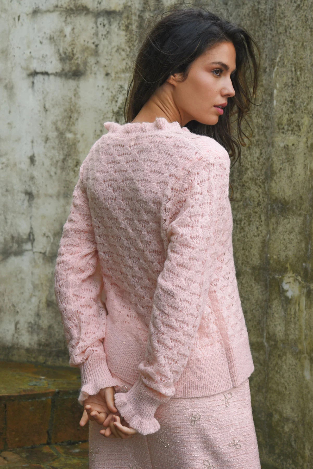 COOP - RUFFLE UP CARDIGAN - PINK