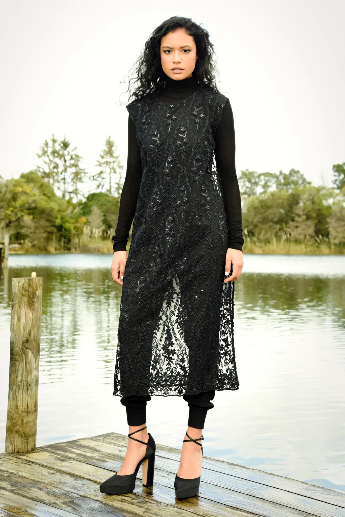 CURATE - LUSTRE FOR LIFE DRESS - BLACK SEQUIN