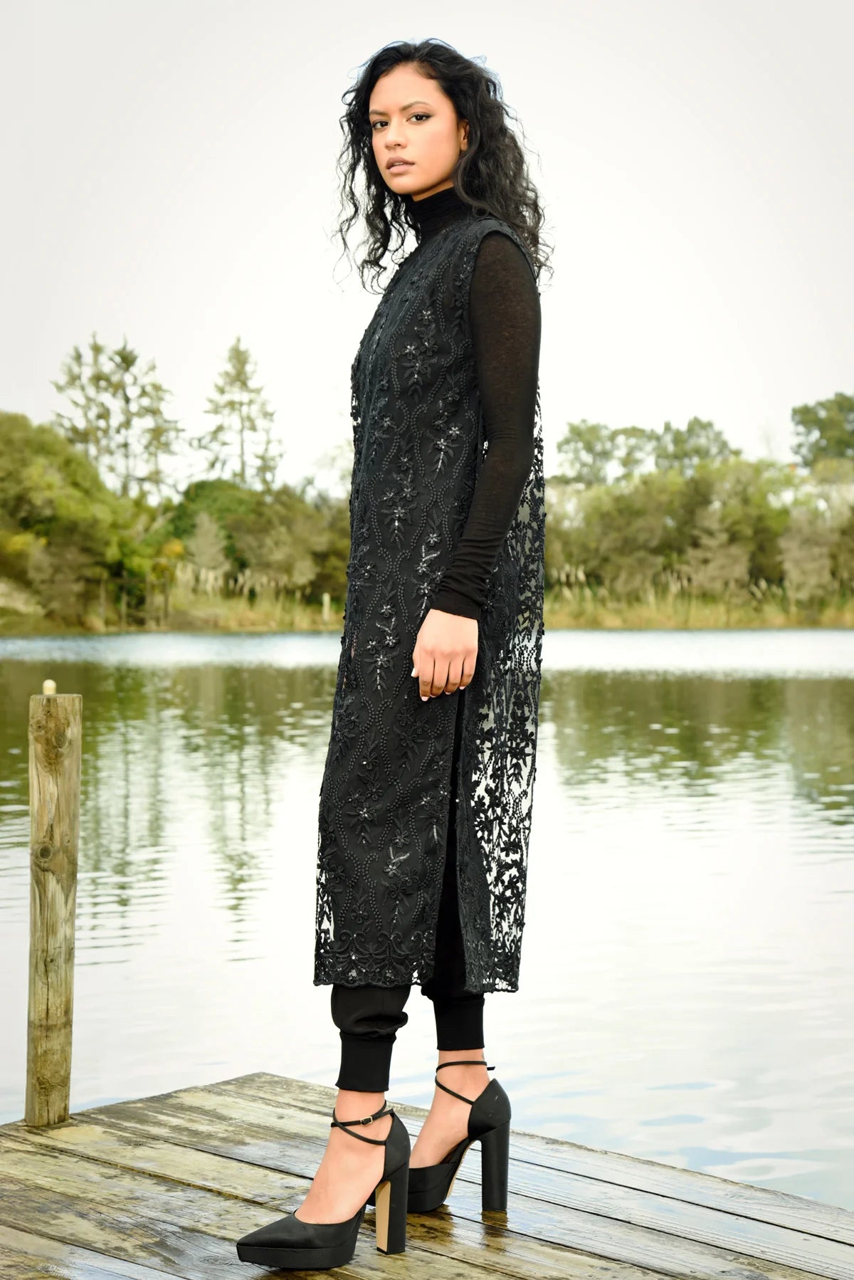 CURATE - LUSTRE FOR LIFE DRESS - BLACK SEQUIN