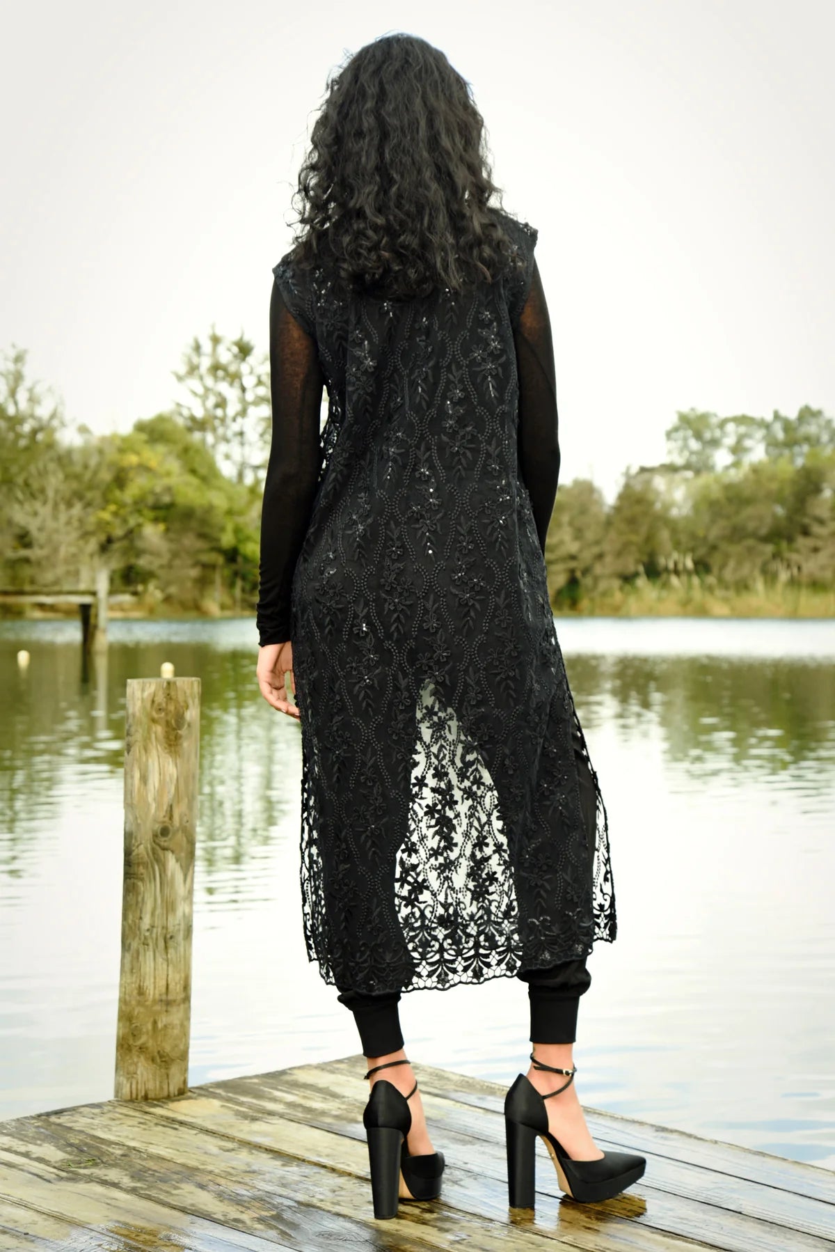CURATE - LUSTRE FOR LIFE DRESS - BLACK SEQUIN