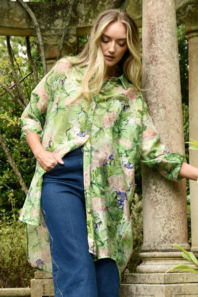 CURATE - SOMETHING BORROWED SHIRT - GREEN FLORAL