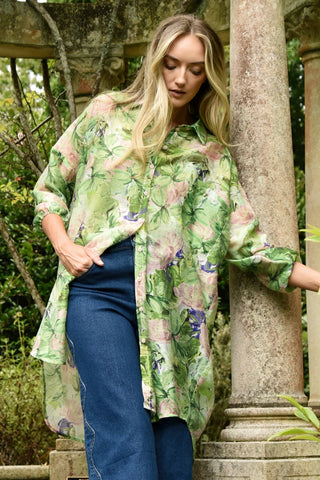 CURATE - SOMETHING BORROWED SHIRT - GREEN FLORAL