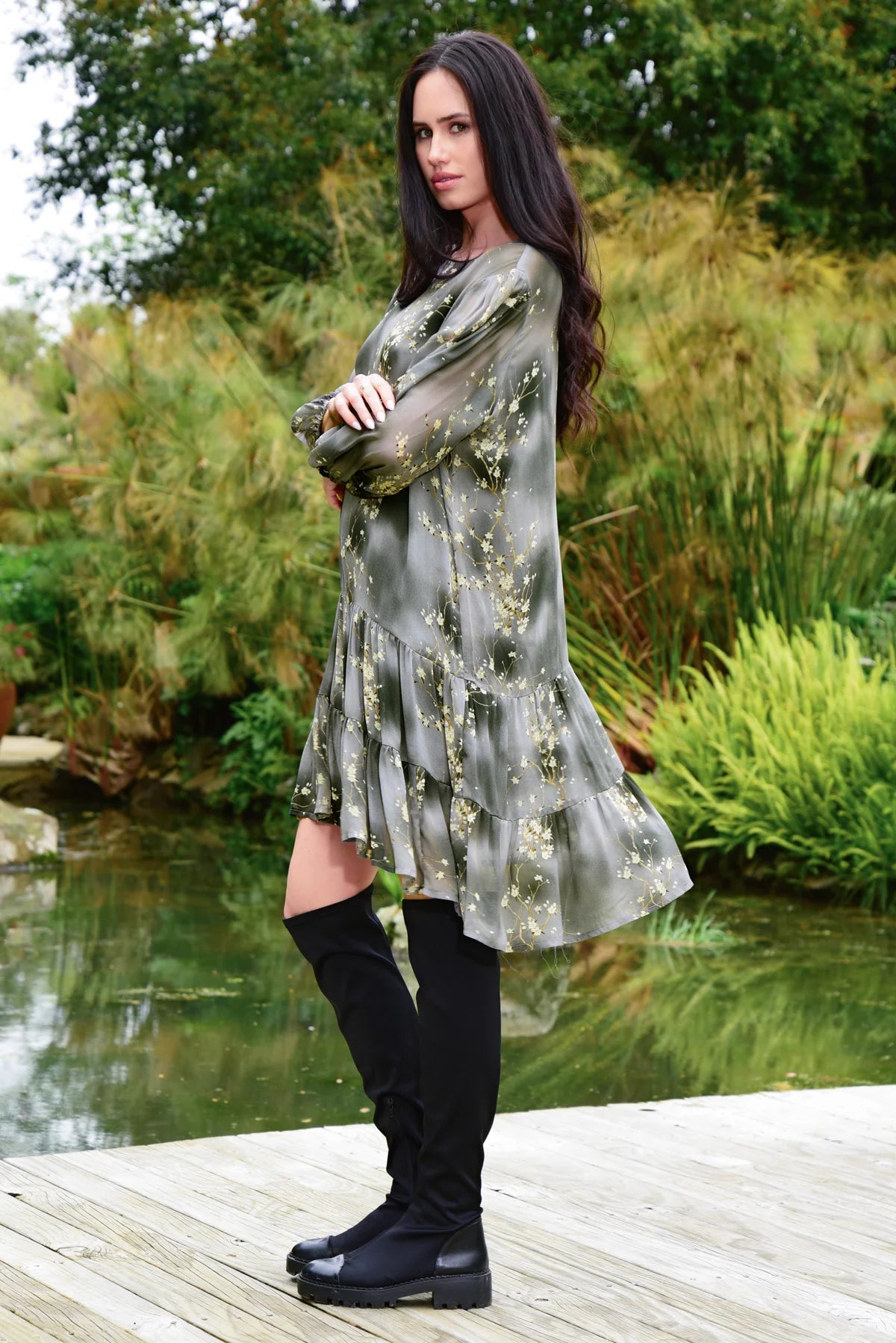 CURATE - TIER MY HEART DRESS - GREY FLORAL
