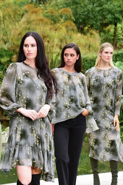 CURATE - FLARE ENOUGH BLOUSE - GREY FLORAL