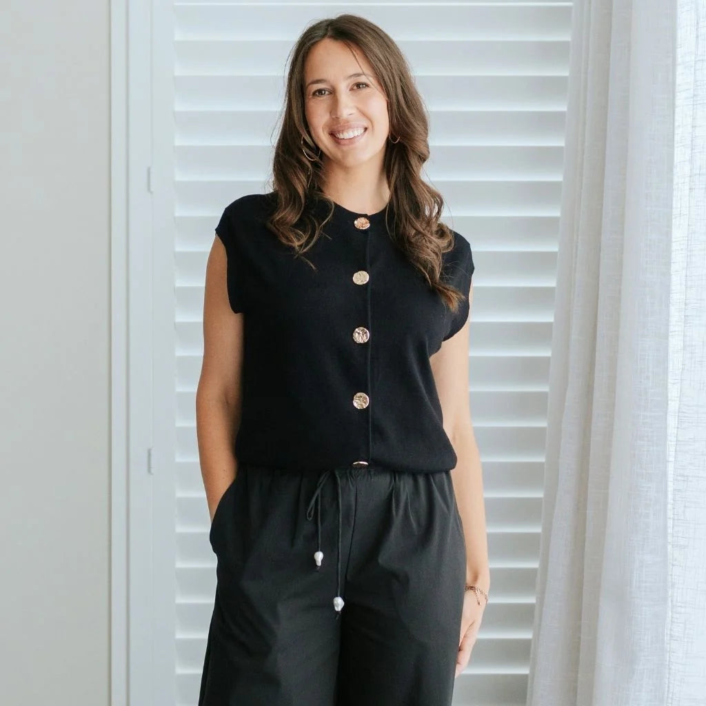 MOKE - CAMILLA WOMENS SWEATER VEST - BLACK