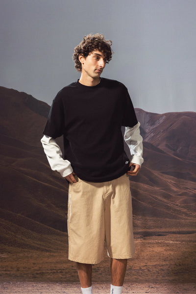 HUFFER WAFFLE TEE  - WASHED BLACK