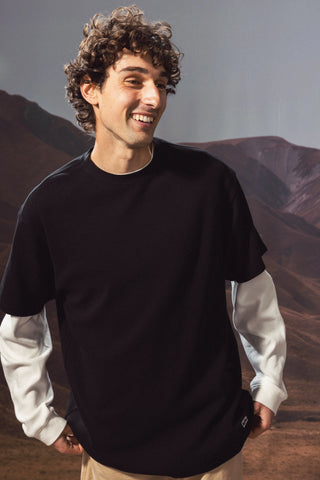 HUFFER WAFFLE TEE  - WASHED BLACK