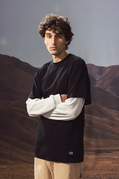 HUFFER WAFFLE TEE  - WASHED BLACK
