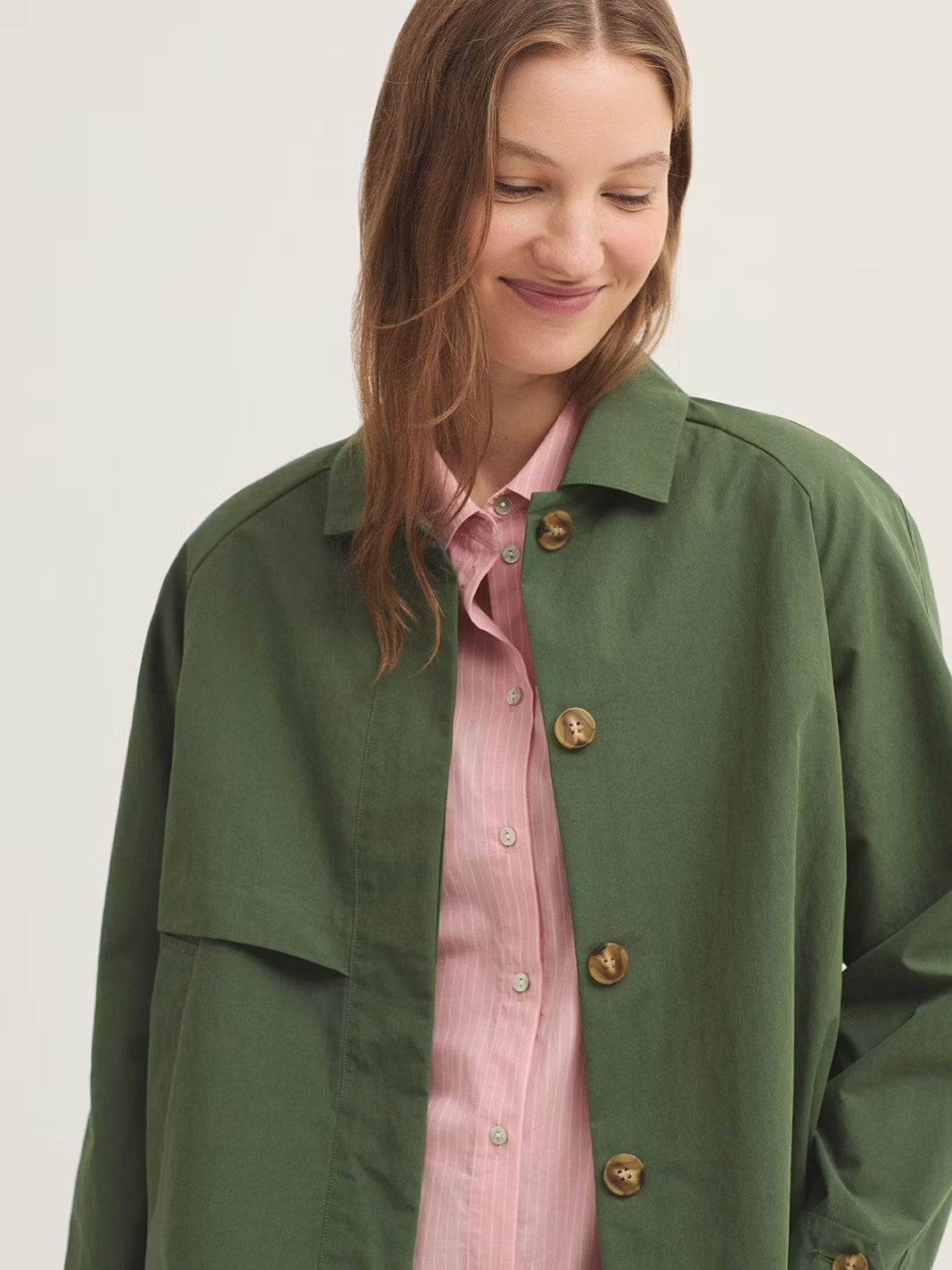 NICE THINGS - COTTON TRENCH JACKET - GREEN