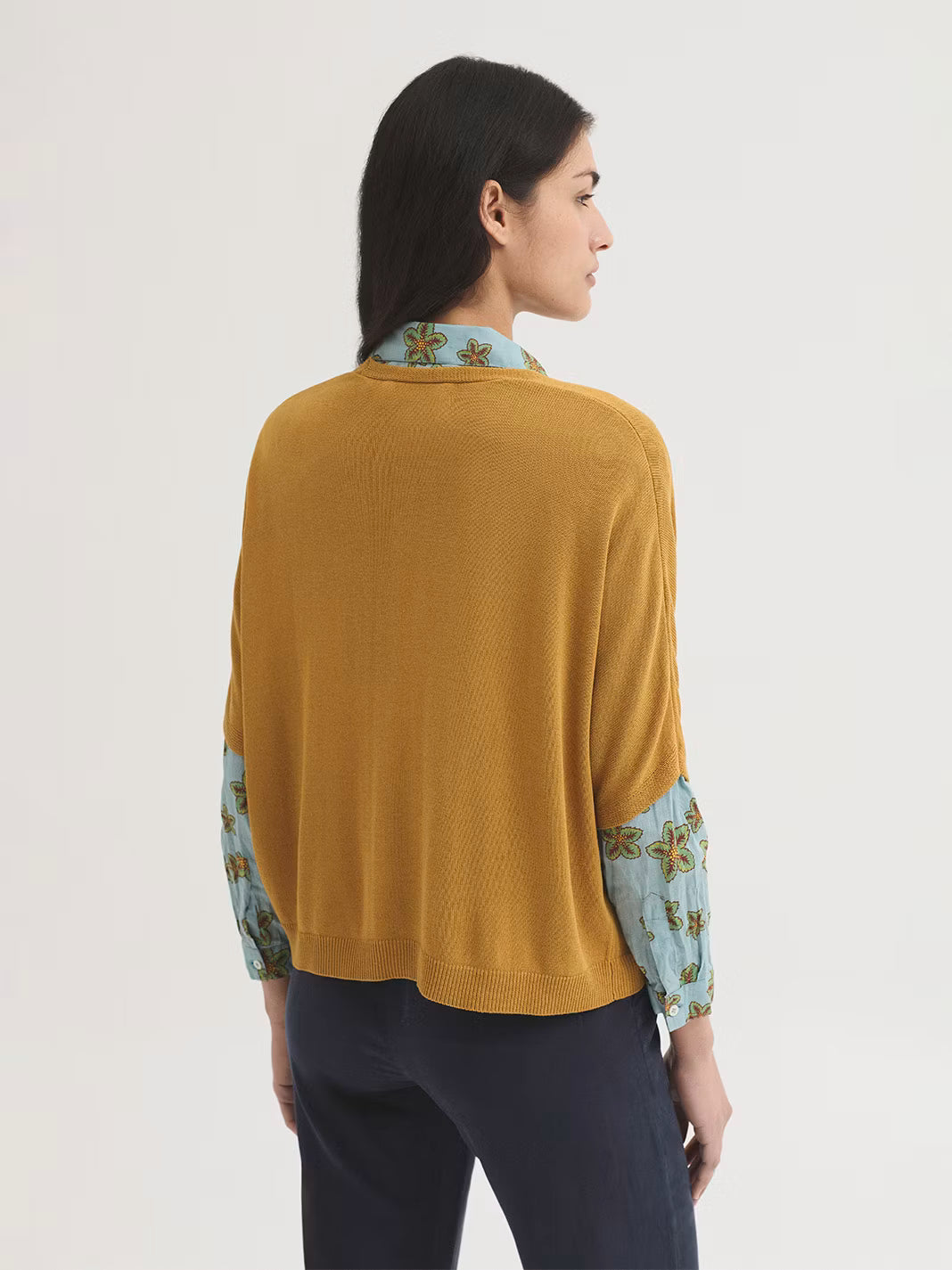 NICE THINGS - RELAXED CARDIGAN w V NECK - MUSTARD